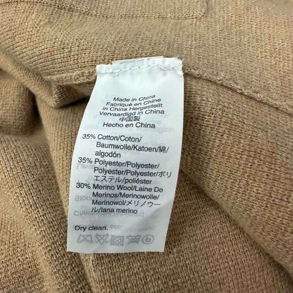 J. Crew 365 Light Tan Merino Wool Blend Open Front Notched Collar Cardigan‎ sz M - Picture 6 of 7